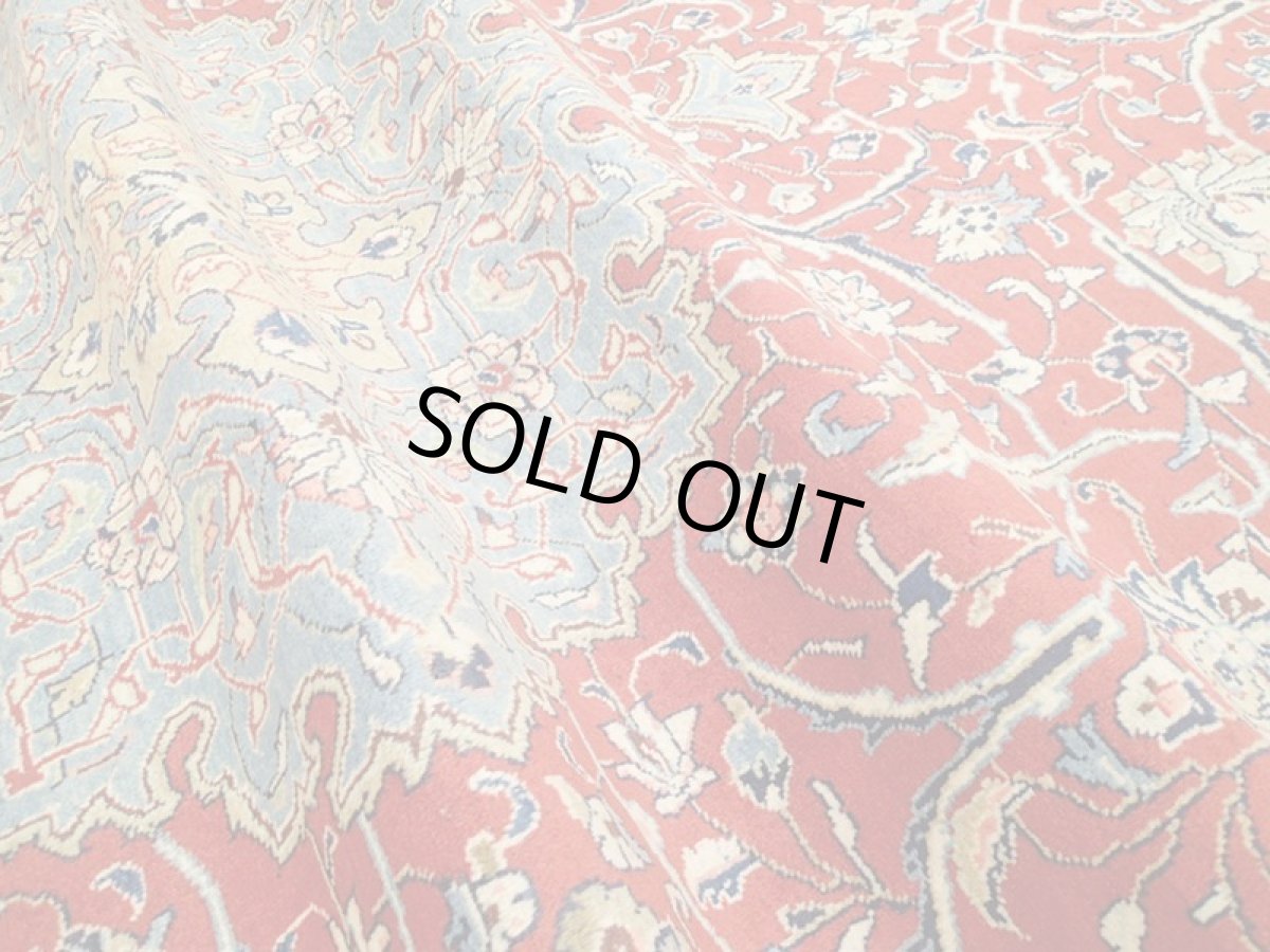 画像11: 美品 ペルシャ 絨毯 サルーク 3.4m リビング ダイニング 大判 サイズ 333 x 218 cm n239 ウール 手織り トライバル ラグ ハンドメイド マット カーペット 淡色 水色 赤 紺 ヴィンテージ (11)