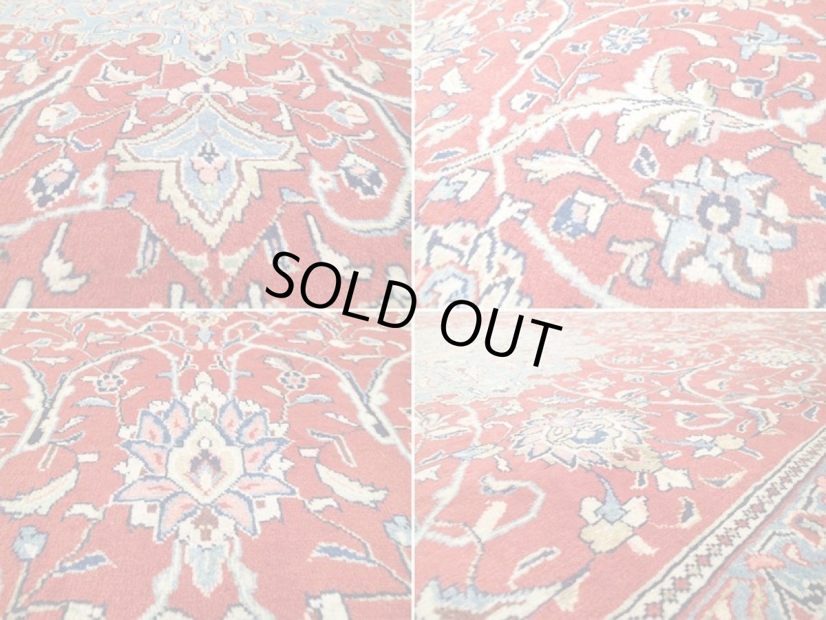 画像16: 美品 ペルシャ 絨毯 サルーク 3.4m リビング ダイニング 大判 サイズ 333 x 218 cm n239 ウール 手織り トライバル ラグ ハンドメイド マット カーペット 淡色 水色 赤 紺 ヴィンテージ (16)