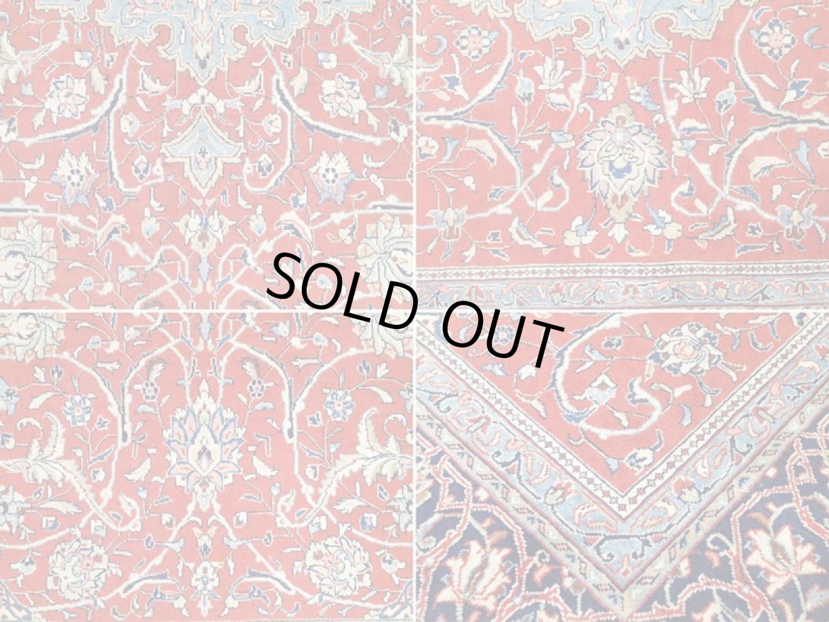 画像17: 美品 ペルシャ 絨毯 サルーク 3.4m リビング ダイニング 大判 サイズ 333 x 218 cm n239 ウール 手織り トライバル ラグ ハンドメイド マット カーペット 淡色 水色 赤 紺 ヴィンテージ (17)