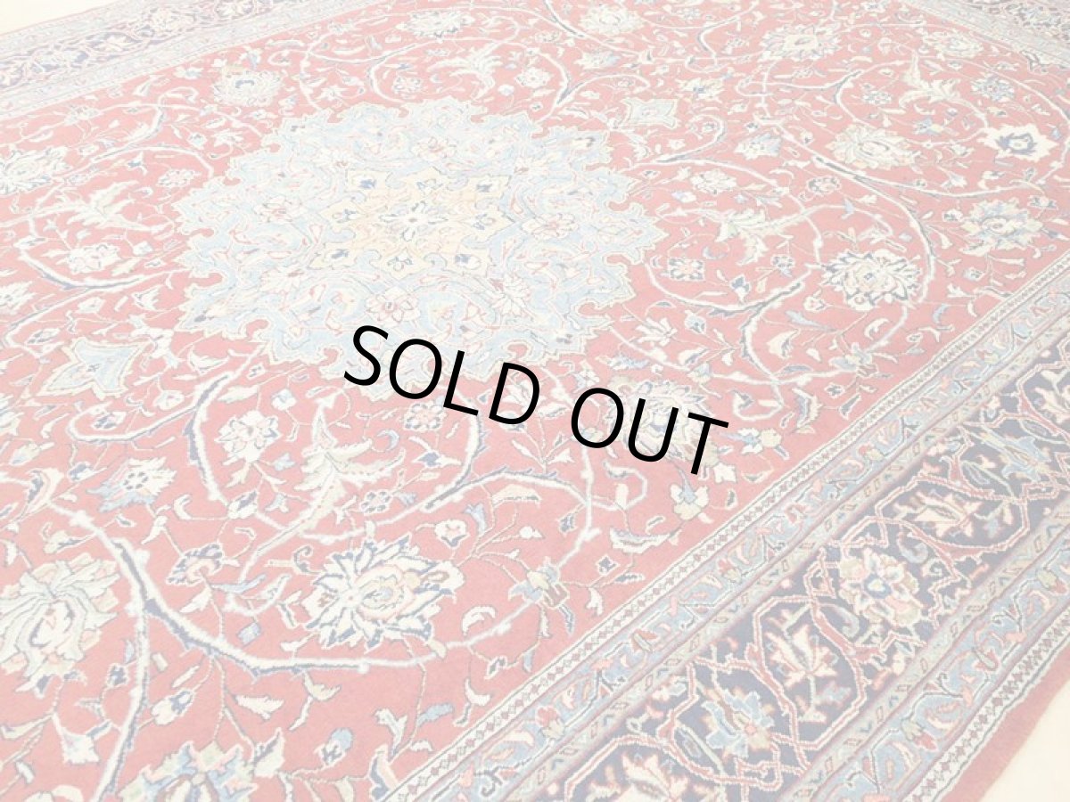 画像8: 美品 ペルシャ 絨毯 サルーク 3.4m リビング ダイニング 大判 サイズ 333 x 218 cm n239 ウール 手織り トライバル ラグ ハンドメイド マット カーペット 淡色 水色 赤 紺 ヴィンテージ (8)