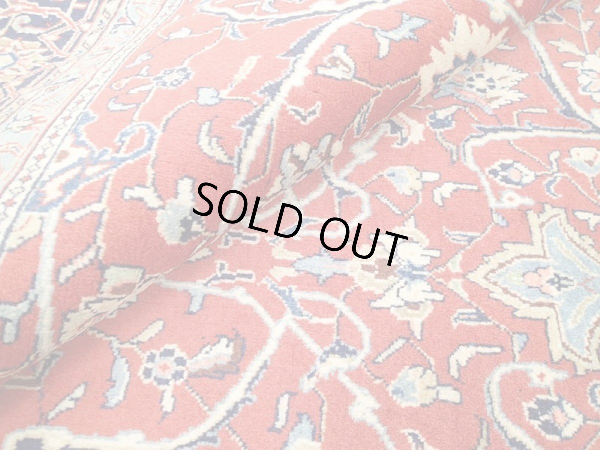 画像13: 美品 ペルシャ 絨毯 サルーク 3.4m リビング ダイニング 大判 サイズ 333 x 218 cm n239 ウール 手織り トライバル ラグ ハンドメイド マット カーペット 淡色 水色 赤 紺 ヴィンテージ (13)