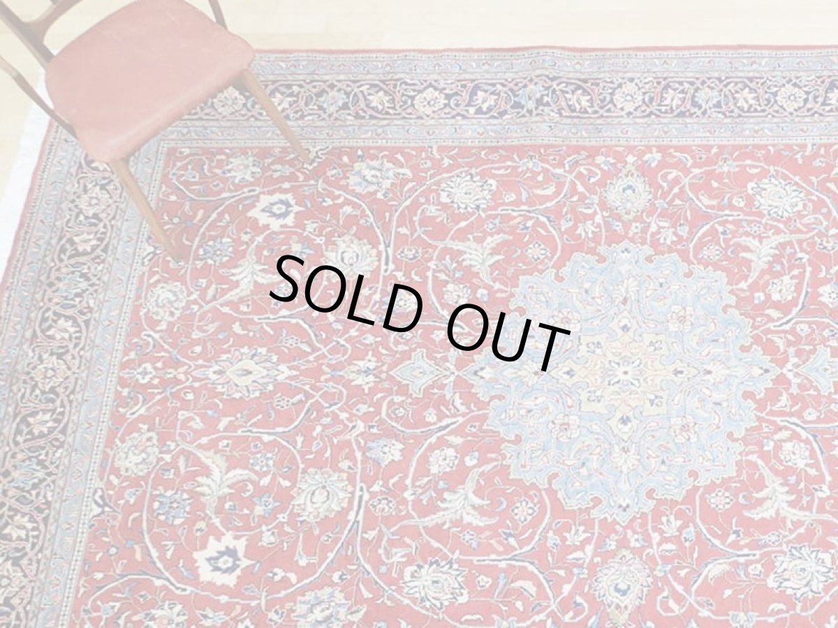 画像2: 美品 ペルシャ 絨毯 サルーク 3.4m リビング ダイニング 大判 サイズ 333 x 218 cm n239 ウール 手織り トライバル ラグ ハンドメイド マット カーペット 淡色 水色 赤 紺 ヴィンテージ (2)