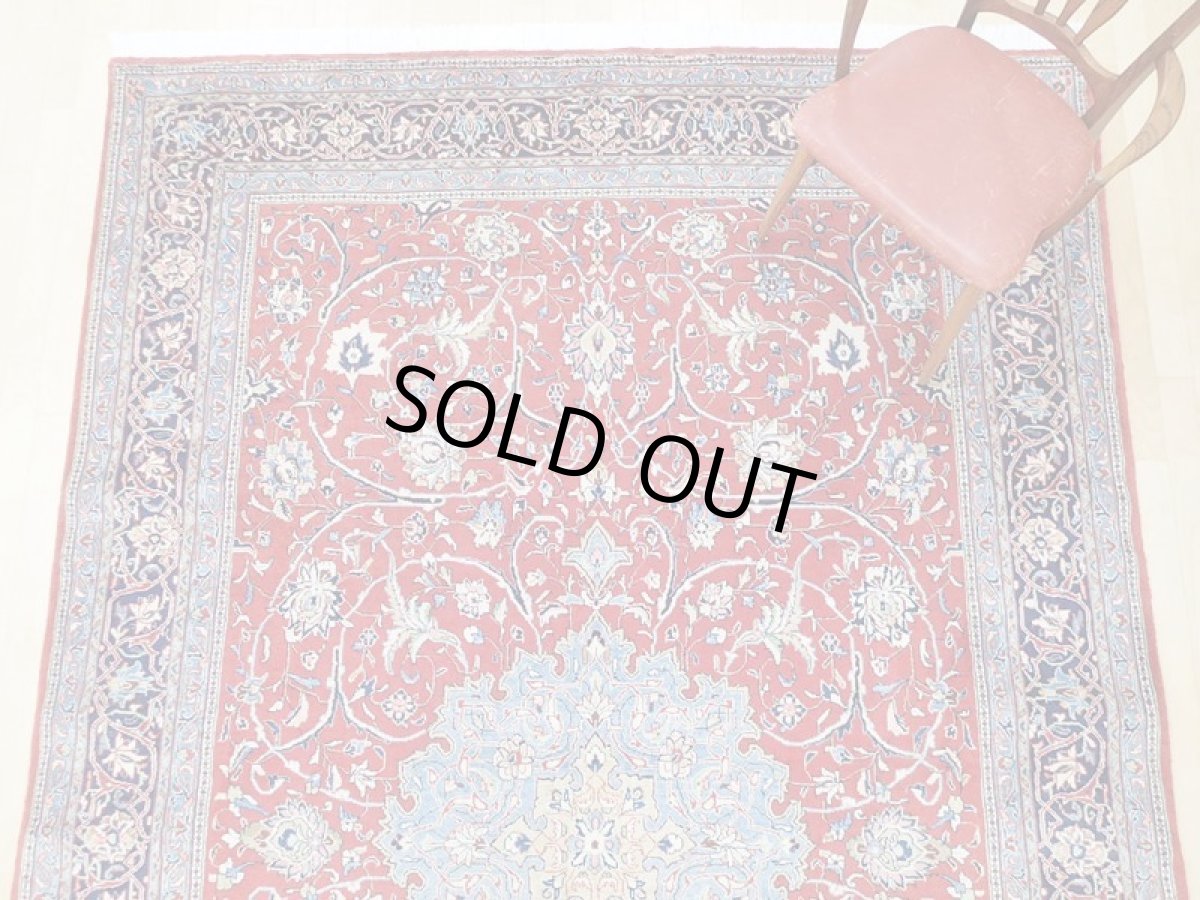 画像7: 美品 ペルシャ 絨毯 サルーク 3.4m リビング ダイニング 大判 サイズ 333 x 218 cm n239 ウール 手織り トライバル ラグ ハンドメイド マット カーペット 淡色 水色 赤 紺 ヴィンテージ (7)