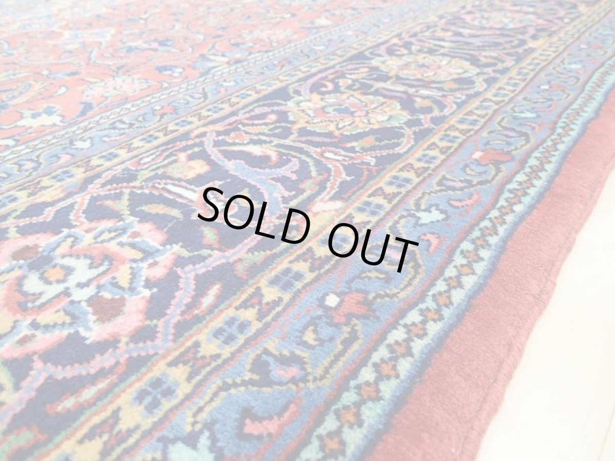 画像12: 美品 ペルシャ 絨毯 サルーク 3.4m リビング ダイニング 大判 サイズ 335 x 238 cm n240 ウール 手織り トライバル ラグ ハンドメイド マット カーペット 水色 赤 紺 ヴィンテージ (12)