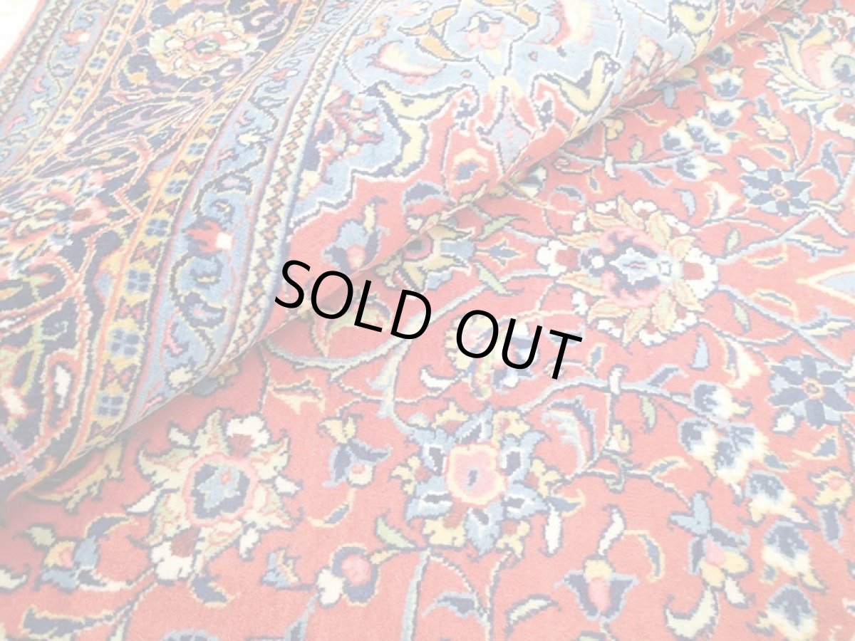 画像15: 美品 ペルシャ 絨毯 サルーク 3.4m リビング ダイニング 大判 サイズ 335 x 238 cm n240 ウール 手織り トライバル ラグ ハンドメイド マット カーペット 水色 赤 紺 ヴィンテージ (15)