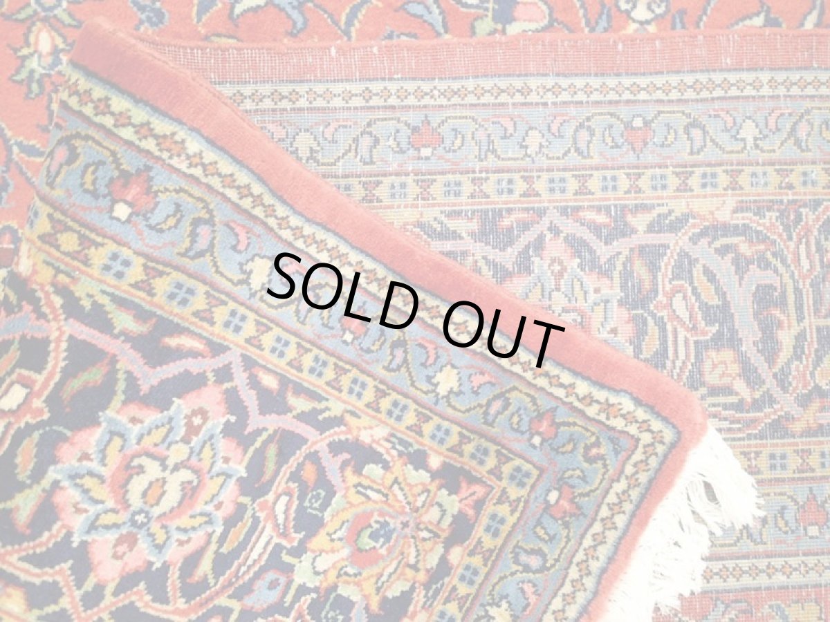 画像14: 美品 ペルシャ 絨毯 サルーク 3.4m リビング ダイニング 大判 サイズ 335 x 238 cm n240 ウール 手織り トライバル ラグ ハンドメイド マット カーペット 水色 赤 紺 ヴィンテージ (14)