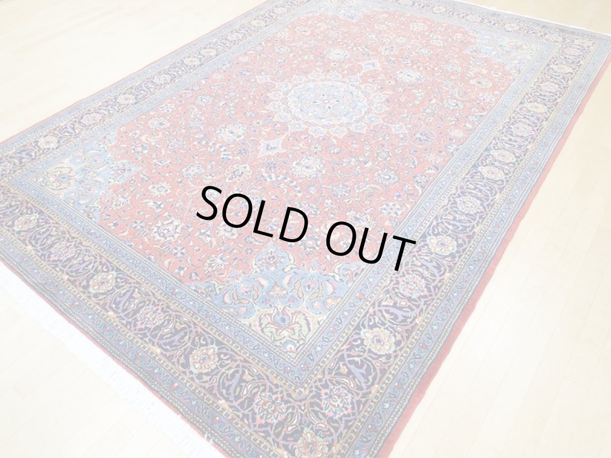 画像5: 美品 ペルシャ 絨毯 サルーク 3.4m リビング ダイニング 大判 サイズ 335 x 238 cm n240 ウール 手織り トライバル ラグ ハンドメイド マット カーペット 水色 赤 紺 ヴィンテージ (5)