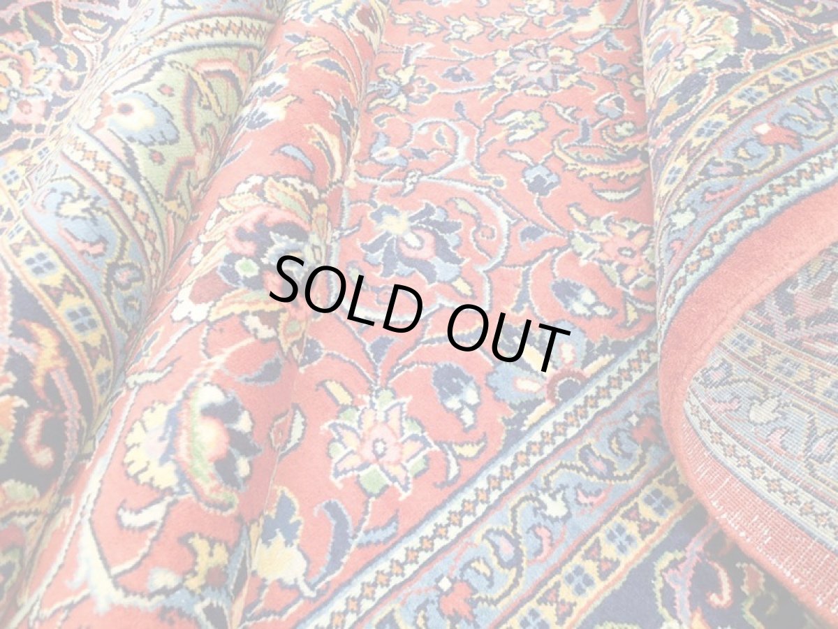 画像13: 美品 ペルシャ 絨毯 サルーク 3.4m リビング ダイニング 大判 サイズ 335 x 238 cm n240 ウール 手織り トライバル ラグ ハンドメイド マット カーペット 水色 赤 紺 ヴィンテージ (13)