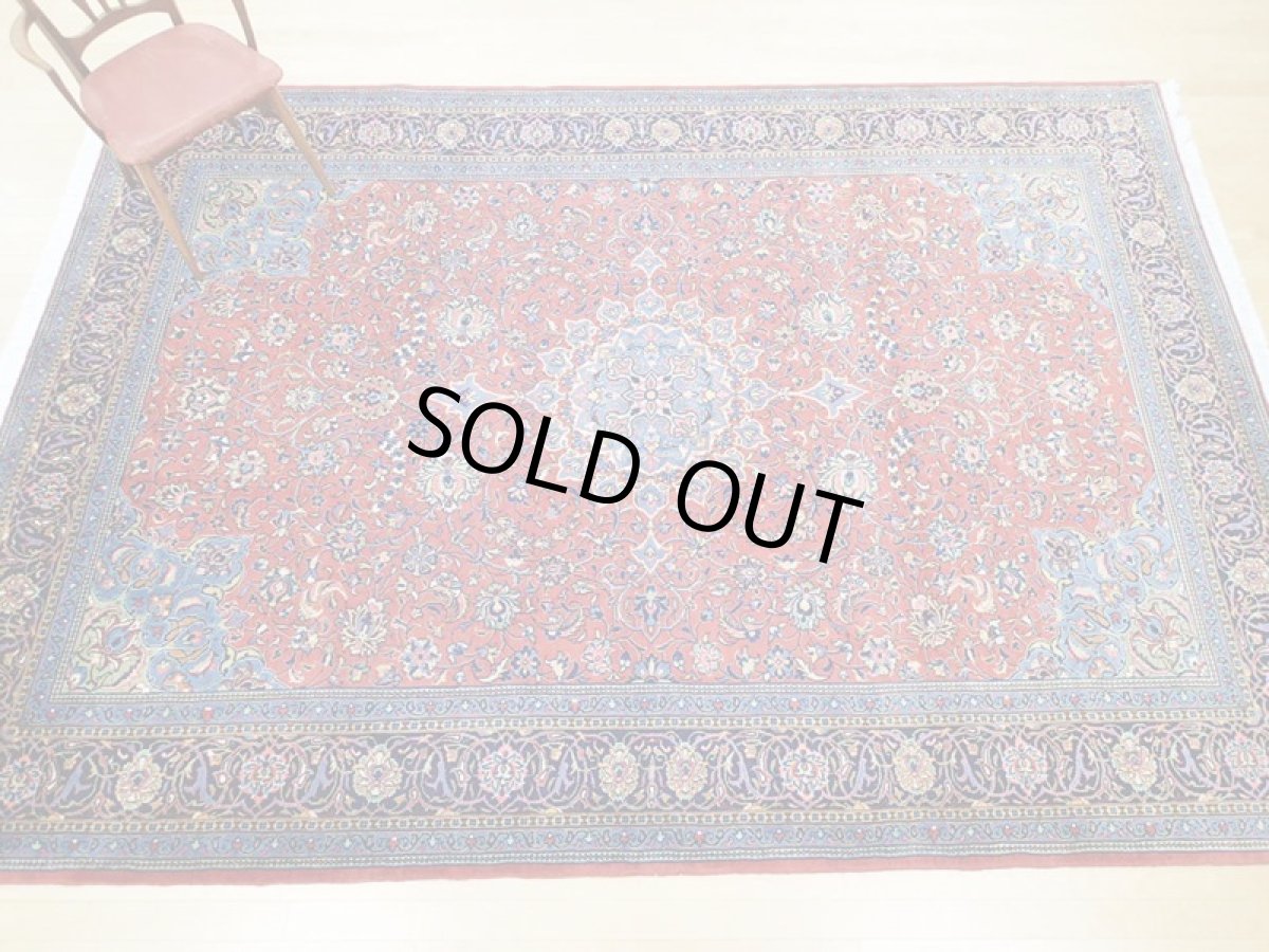 画像4: 美品 ペルシャ 絨毯 サルーク 3.4m リビング ダイニング 大判 サイズ 335 x 238 cm n240 ウール 手織り トライバル ラグ ハンドメイド マット カーペット 水色 赤 紺 ヴィンテージ (4)