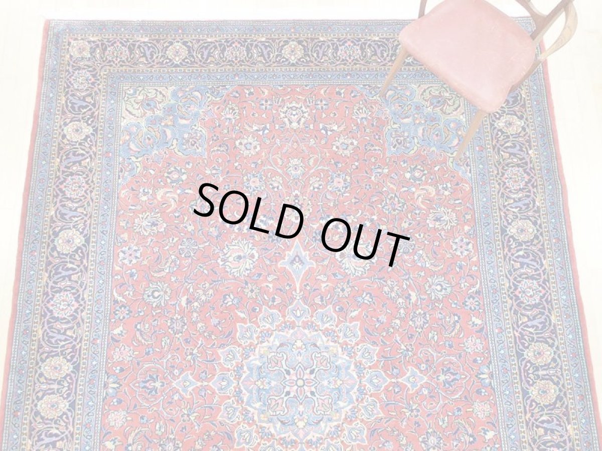 画像7: 美品 ペルシャ 絨毯 サルーク 3.4m リビング ダイニング 大判 サイズ 335 x 238 cm n240 ウール 手織り トライバル ラグ ハンドメイド マット カーペット 水色 赤 紺 ヴィンテージ (7)