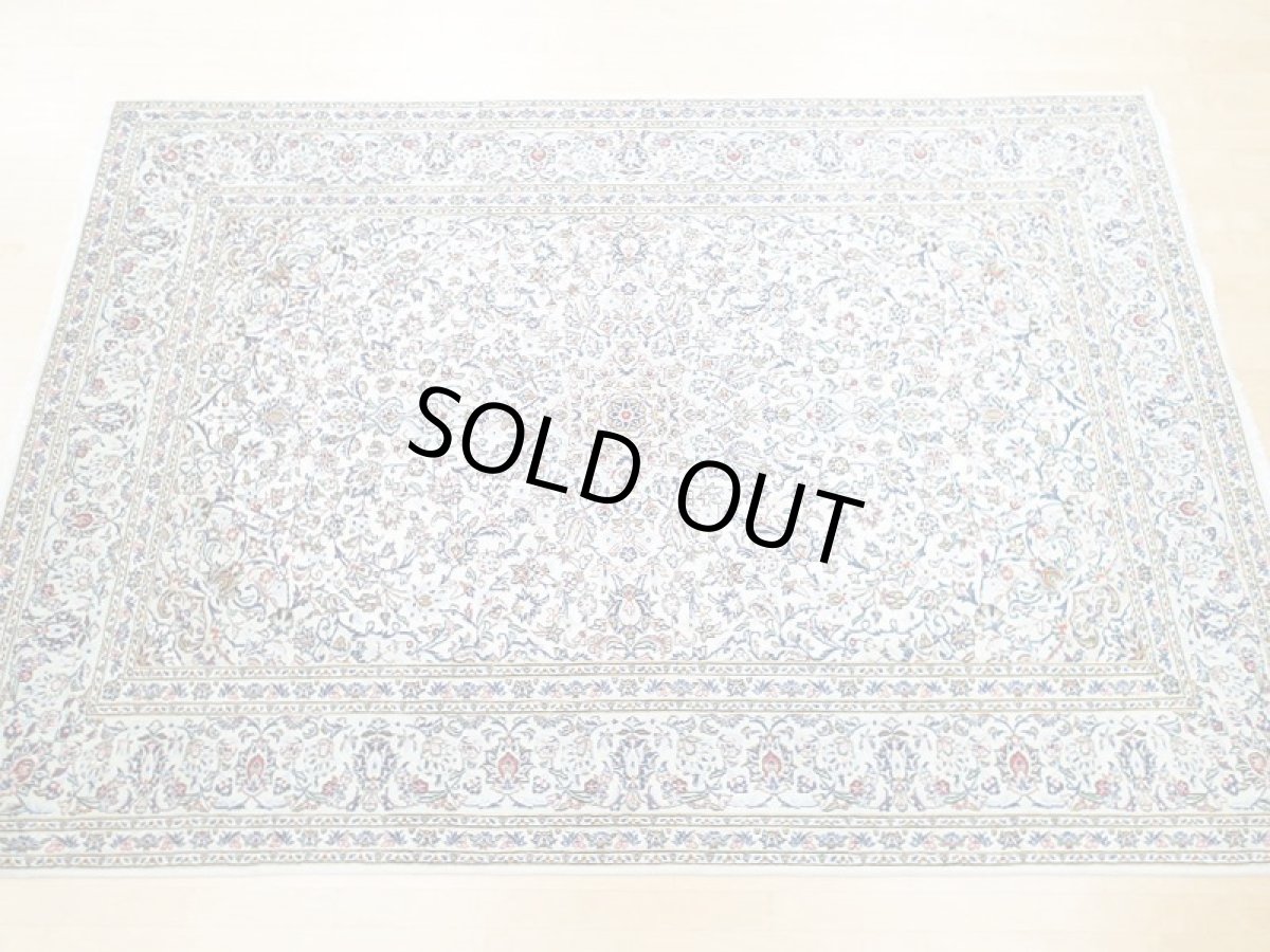 画像3: 美品 ペルシャ 絨毯 カシャーン 3.1m リビング ダイニング 大判 サイズ 313 x 218 cm n227 手織り トライバル ラグ 天然 ウール 敷物 マット カーペット 白 メダリオン 草木 花 柄 ヴィンテージ ビンテージ (3)