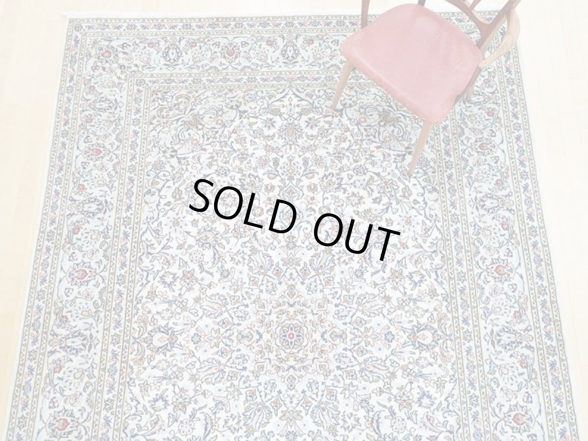 画像8: 美品 ペルシャ 絨毯 カシャーン 3.1m リビング ダイニング 大判 サイズ 313 x 218 cm n227 手織り トライバル ラグ 天然 ウール 敷物 マット カーペット 白 メダリオン 草木 花 柄 ヴィンテージ ビンテージ (8)