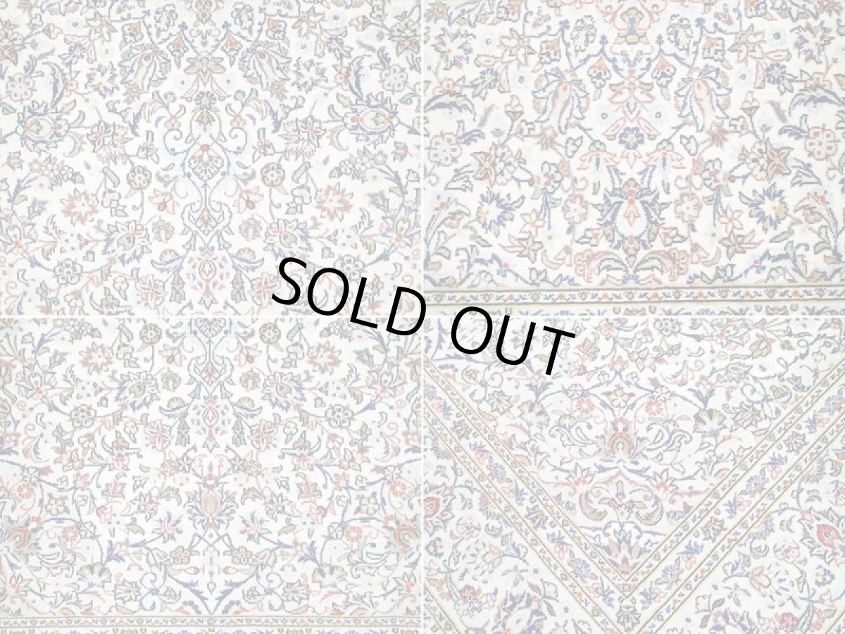 画像16: 美品 ペルシャ 絨毯 カシャーン 3.1m リビング ダイニング 大判 サイズ 313 x 218 cm n227 手織り トライバル ラグ 天然 ウール 敷物 マット カーペット 白 メダリオン 草木 花 柄 ヴィンテージ ビンテージ (16)