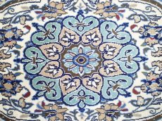 画像12: 新品 ペルシャ 絨毯 ナイン 9la 2.5m リビング ダイニング サイズ 248 x 157 cm 58 ウール シルク 手織り ラグ ハンドメイド カーペット 敷物 クラシック スタイル クリーム 生成り 白 青 (12)