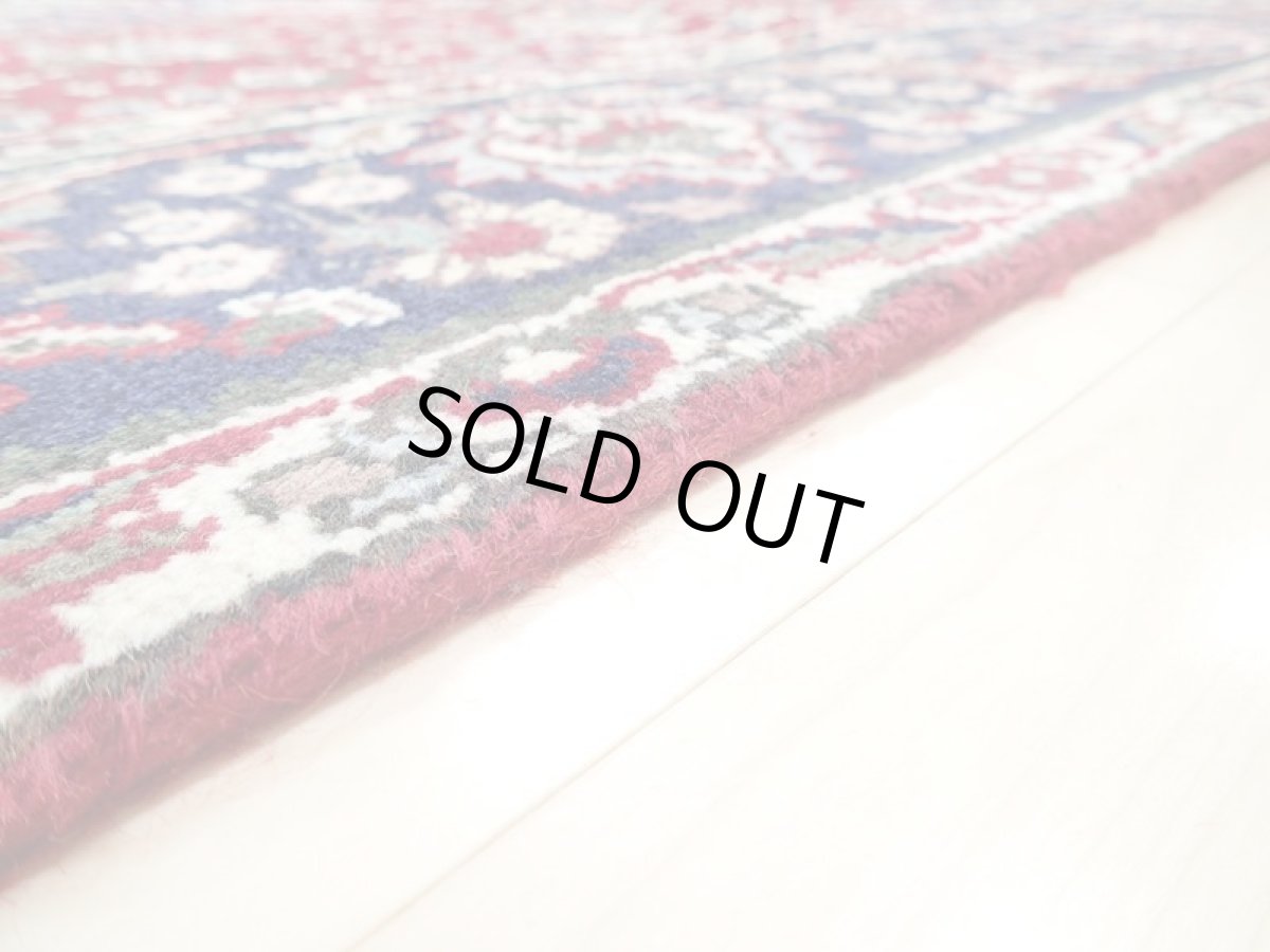 画像14: オールド ペルシャ 絨毯 タブリーズ 3m リビング ダイニング 大判 サイズ  290 x 216cm P115 手織り トライバル ラグ 天然 ウール 敷物 マット カーペット 紺 赤 メダリオン 草木 花 柄 ヴィンテージ ビンテージ OLD (14)