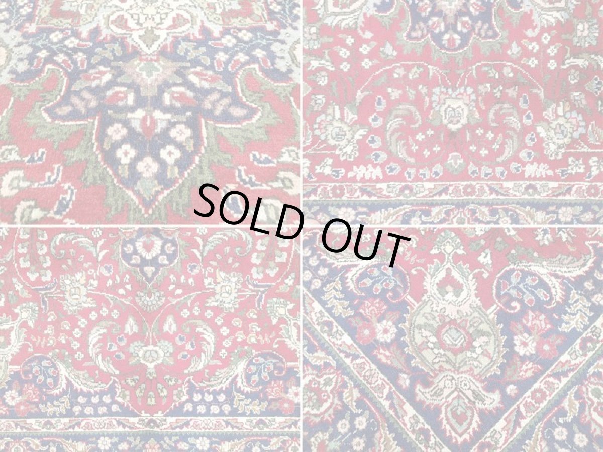 画像18: オールド ペルシャ 絨毯 タブリーズ 3m リビング ダイニング 大判 サイズ  290 x 216cm P115 手織り トライバル ラグ 天然 ウール 敷物 マット カーペット 紺 赤 メダリオン 草木 花 柄 ヴィンテージ ビンテージ OLD (18)