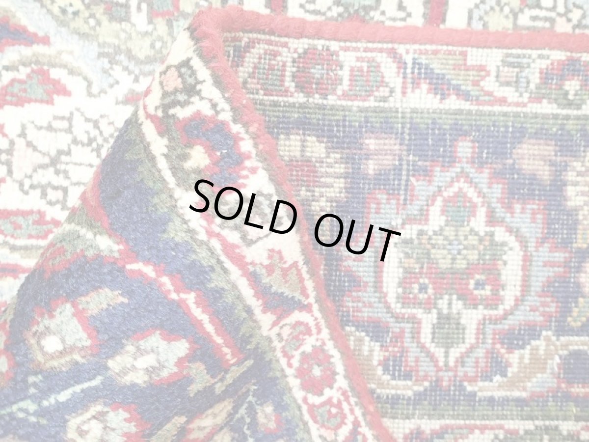 画像16: オールド ペルシャ 絨毯 タブリーズ 3m リビング ダイニング 大判 サイズ  290 x 216cm P115 手織り トライバル ラグ 天然 ウール 敷物 マット カーペット 紺 赤 メダリオン 草木 花 柄 ヴィンテージ ビンテージ OLD (16)