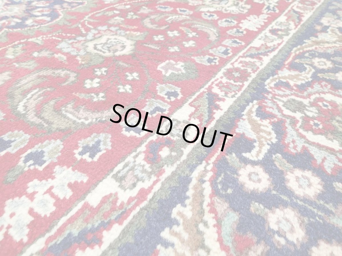 画像15: オールド ペルシャ 絨毯 タブリーズ 3m リビング ダイニング 大判 サイズ  290 x 216cm P115 手織り トライバル ラグ 天然 ウール 敷物 マット カーペット 紺 赤 メダリオン 草木 花 柄 ヴィンテージ ビンテージ OLD (15)