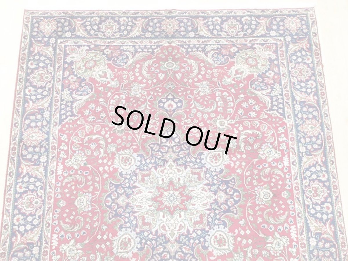 画像6: オールド ペルシャ 絨毯 タブリーズ 3m リビング ダイニング 大判 サイズ  290 x 216cm P115 手織り トライバル ラグ 天然 ウール 敷物 マット カーペット 紺 赤 メダリオン 草木 花 柄 ヴィンテージ ビンテージ OLD (6)