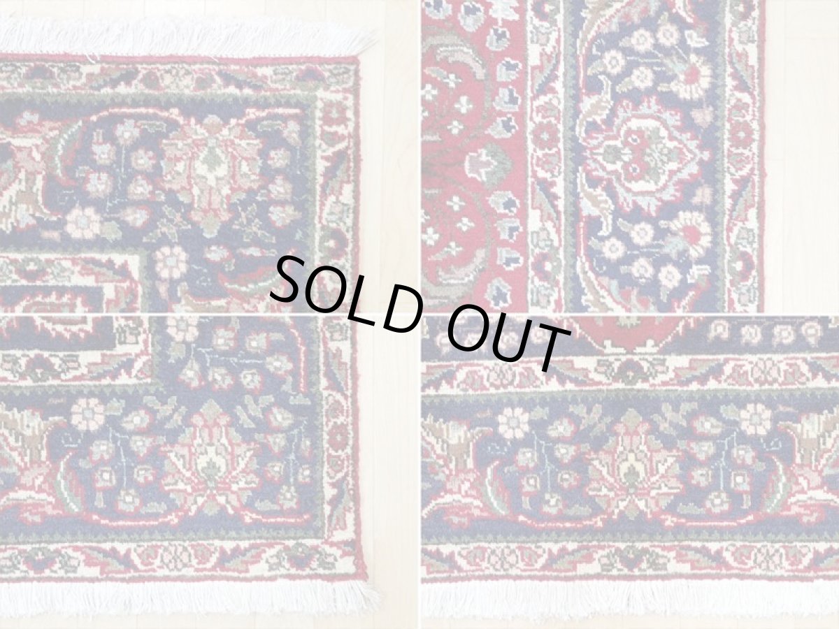 画像17: オールド ペルシャ 絨毯 タブリーズ 3m リビング ダイニング 大判 サイズ  290 x 216cm P115 手織り トライバル ラグ 天然 ウール 敷物 マット カーペット 紺 赤 メダリオン 草木 花 柄 ヴィンテージ ビンテージ OLD (17)