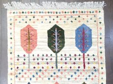 画像6: 新品 ペルシャ ギャッベ 1.2m アクセント サイズ 114 x 83 cm n214 ハンドメイド ギャベ 手織り トライバル ラグ 天然 ウール 敷物 マット カーペット クリーム 生成り マルチカラー 木 (6)