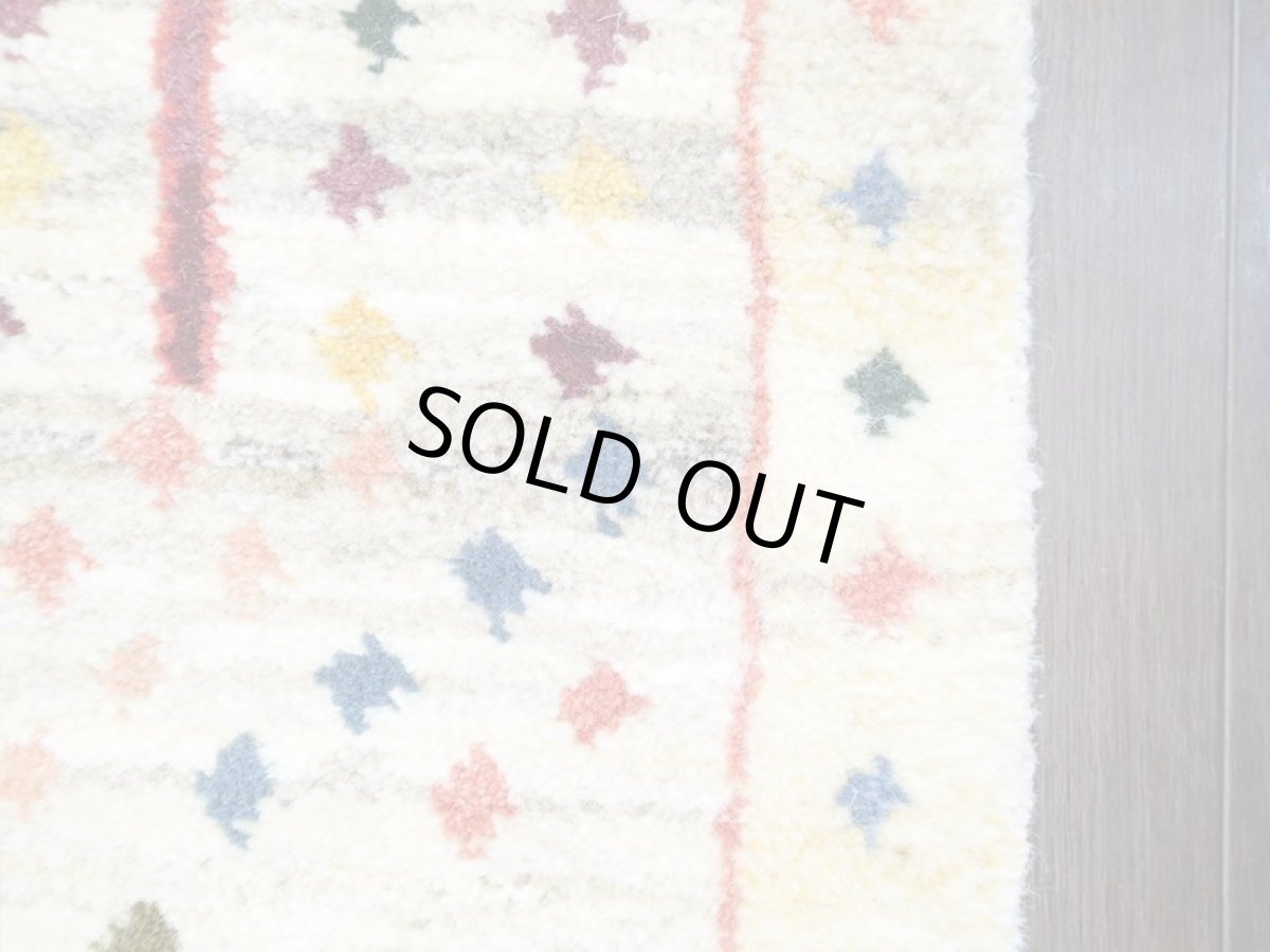 画像11: 新品 ペルシャ ギャッベ 1.2m アクセント サイズ 114 x 83 cm n214 ハンドメイド ギャベ 手織り トライバル ラグ 天然 ウール 敷物 マット カーペット クリーム 生成り マルチカラー 木 (11)