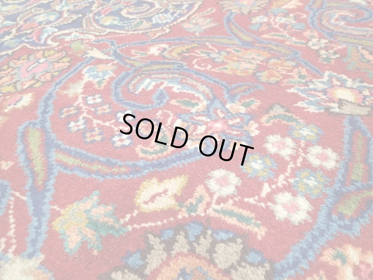 画像13: オールド ペルシャ 絨毯 マシュハド 3m リビング ダイニング 大判 サイズ  300 x 200cm f219 手織り トライバル ラグ 天然 ウール 敷物 マット カーペット 紺 赤 オレンジ メダリオン 草木 花 柄 ヴィンテージ ビンテージ OLD (13)