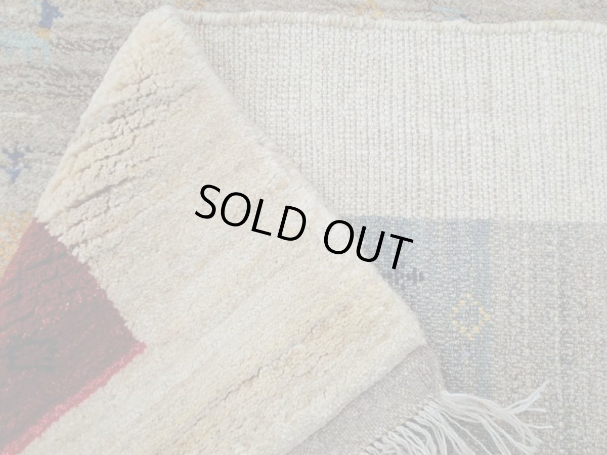 画像11: 新品 ペルシャ ギャッベ 2.1m リビング ダイニング サイズ 210 x 164 cm n204ハンドメイド ギャベ 手織り トライバル ラグ 天然 ウール 敷物 マット カーペット クリーム マルチカラー グラデーション (11)