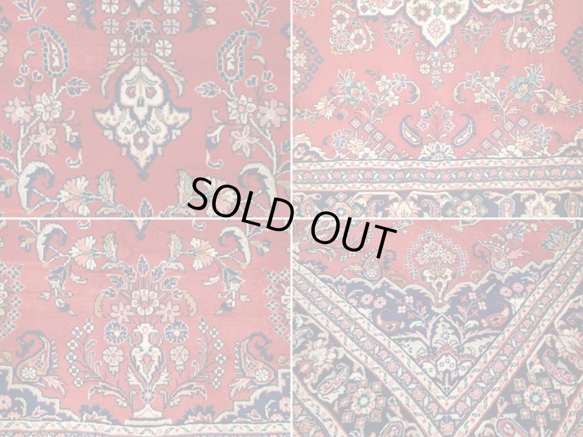 画像17: オールド ペルシャ 絨毯 マシュハド 3m リビング ダイニング 大判 サイズ  310 x 207 cm f211 手織り トライバル ラグ 天然 ウール 敷物 マット カーペット 紺 赤 メダリオン 草木 花 柄 ヴィンテージ ビンテージ OLD (17)