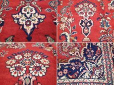 画像16: オールド ペルシャ 絨毯 マシュハド 3m リビング ダイニング 大判 サイズ  310 x 207 cm f211 手織り トライバル ラグ 天然 ウール 敷物 マット カーペット 紺 赤 メダリオン 草木 花 柄 ヴィンテージ ビンテージ OLD (16)