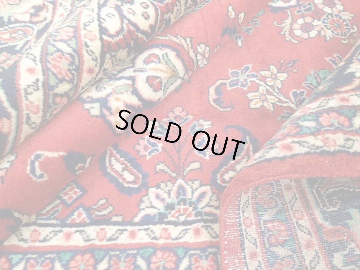 画像13: オールド ペルシャ 絨毯 マシュハド 3m リビング ダイニング 大判 サイズ  310 x 207 cm f211 手織り トライバル ラグ 天然 ウール 敷物 マット カーペット 紺 赤 メダリオン 草木 花 柄 ヴィンテージ ビンテージ OLD (13)