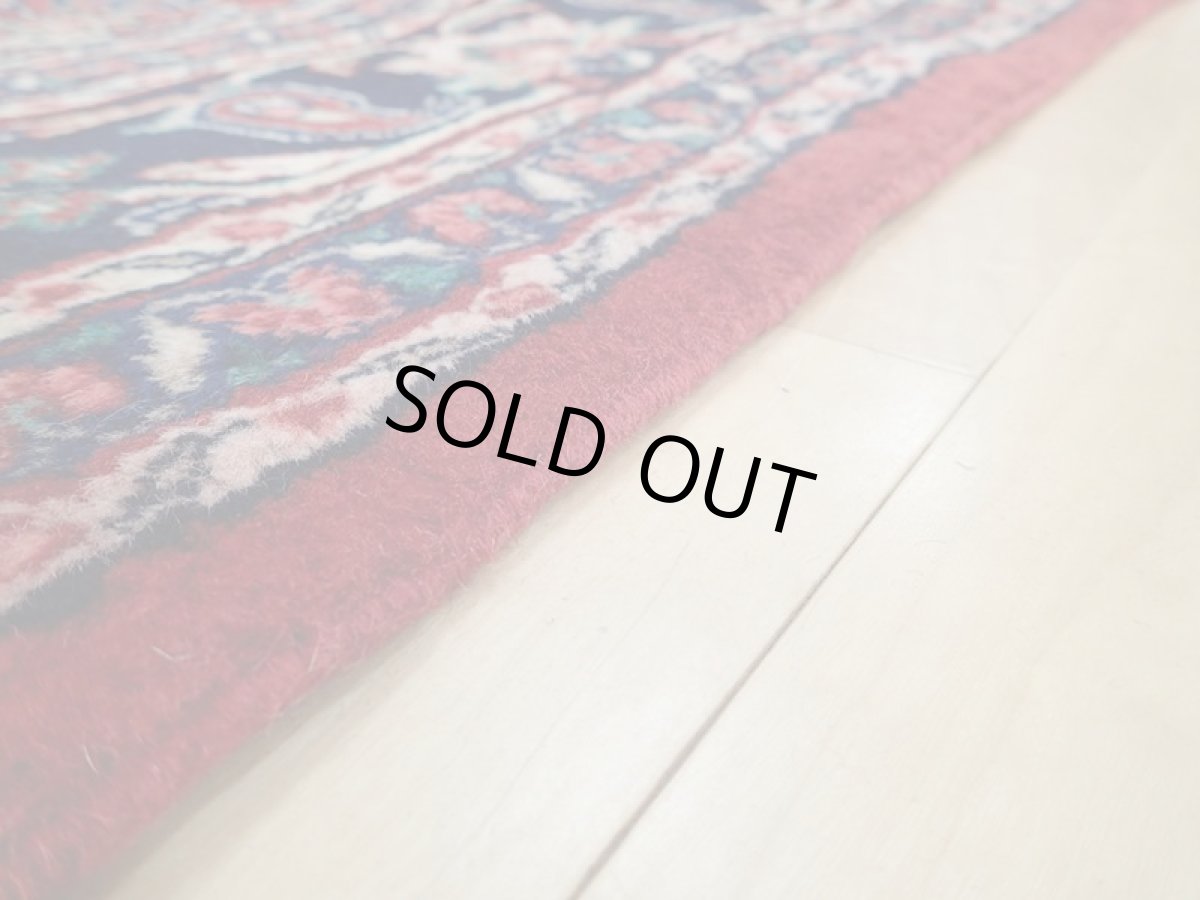 画像10: オールド ペルシャ 絨毯 マシュハド 3m リビング ダイニング 大判 サイズ  310 x 207 cm f211 手織り トライバル ラグ 天然 ウール 敷物 マット カーペット 紺 赤 メダリオン 草木 花 柄 ヴィンテージ ビンテージ OLD (10)