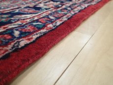 画像10: オールド ペルシャ 絨毯 マシュハド 3m リビング ダイニング 大判 サイズ  310 x 207 cm f211 手織り トライバル ラグ 天然 ウール 敷物 マット カーペット 紺 赤 メダリオン 草木 花 柄 ヴィンテージ ビンテージ OLD (10)