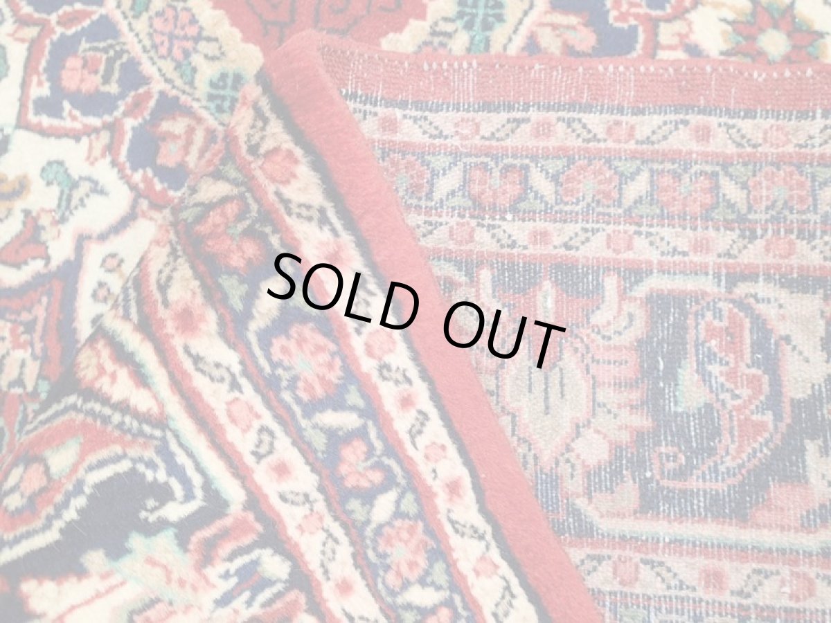 画像11: オールド ペルシャ 絨毯 マシュハド 3m リビング ダイニング 大判 サイズ  310 x 207 cm f211 手織り トライバル ラグ 天然 ウール 敷物 マット カーペット 紺 赤 メダリオン 草木 花 柄 ヴィンテージ ビンテージ OLD (11)