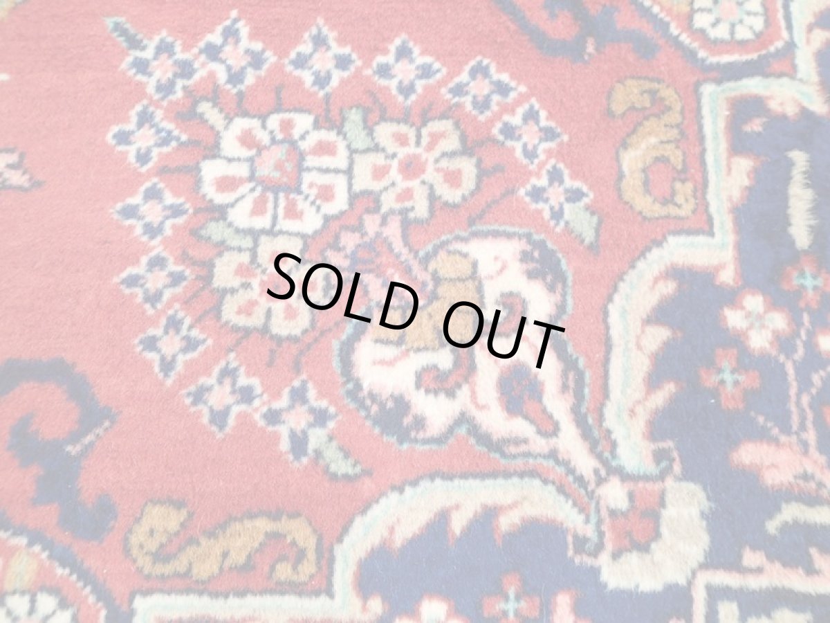 画像15: オールド ペルシャ 絨毯 マシュハド 3m リビング ダイニング 大判 サイズ  310 x 207 cm f211 手織り トライバル ラグ 天然 ウール 敷物 マット カーペット 紺 赤 メダリオン 草木 花 柄 ヴィンテージ ビンテージ OLD (15)