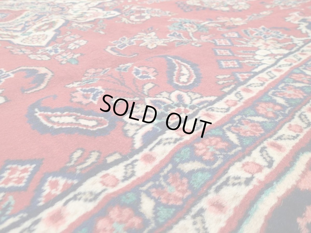 画像14: オールド ペルシャ 絨毯 マシュハド 3m リビング ダイニング 大判 サイズ  310 x 207 cm f211 手織り トライバル ラグ 天然 ウール 敷物 マット カーペット 紺 赤 メダリオン 草木 花 柄 ヴィンテージ ビンテージ OLD (14)