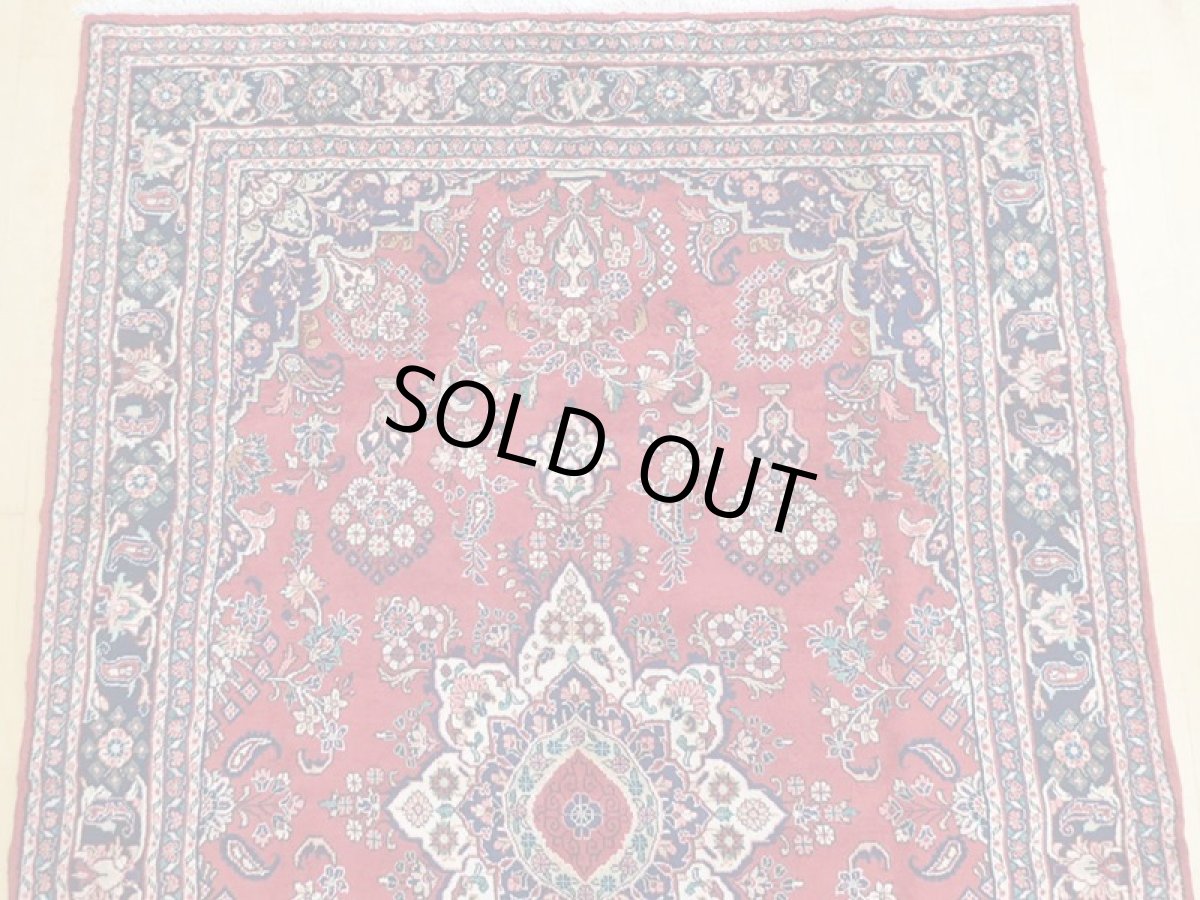 画像7: オールド ペルシャ 絨毯 マシュハド 3m リビング ダイニング 大判 サイズ  310 x 207 cm f211 手織り トライバル ラグ 天然 ウール 敷物 マット カーペット 紺 赤 メダリオン 草木 花 柄 ヴィンテージ ビンテージ OLD (7)