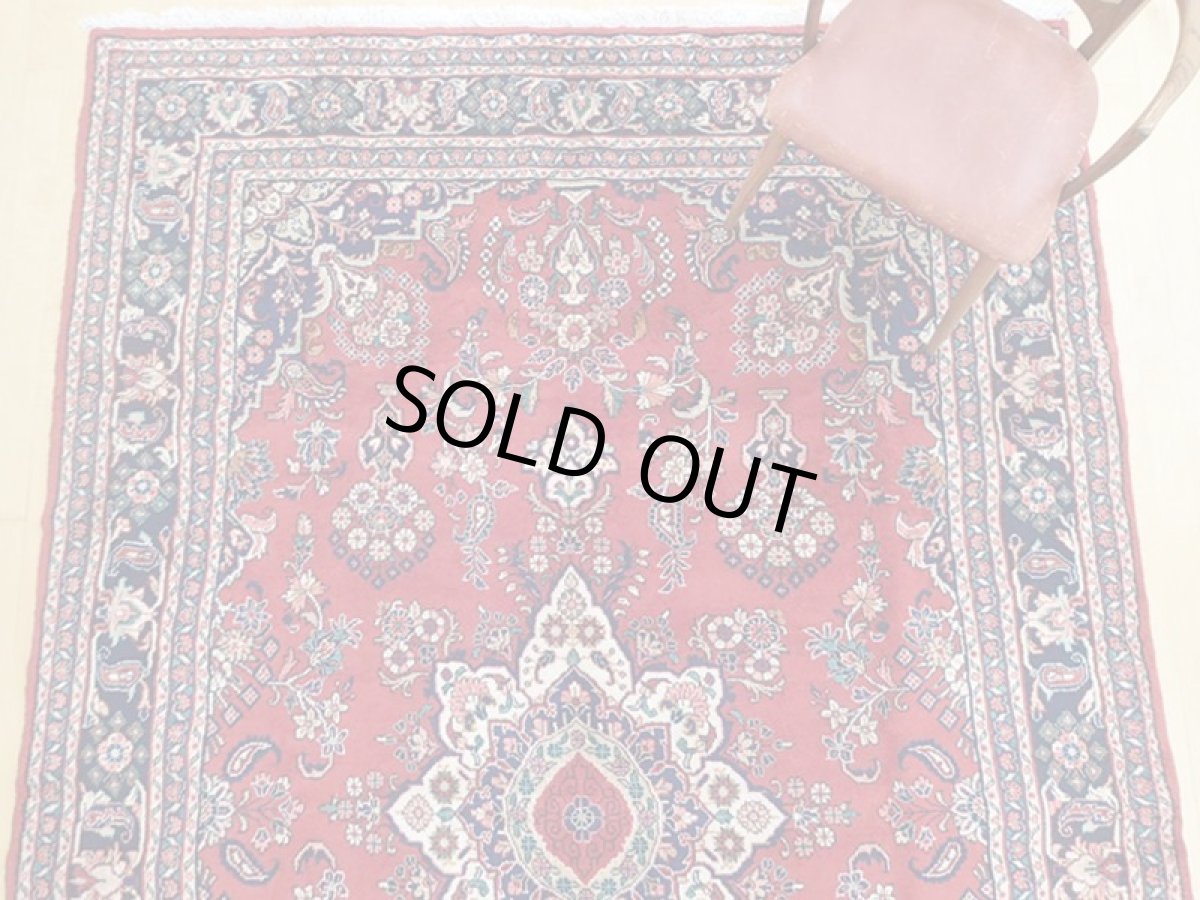 画像8: オールド ペルシャ 絨毯 マシュハド 3m リビング ダイニング 大判 サイズ  310 x 207 cm f211 手織り トライバル ラグ 天然 ウール 敷物 マット カーペット 紺 赤 メダリオン 草木 花 柄 ヴィンテージ ビンテージ OLD (8)