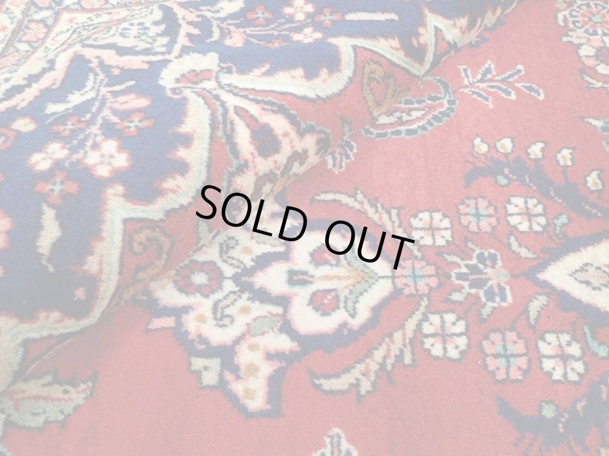 画像12: オールド ペルシャ 絨毯 マシュハド 3m リビング ダイニング 大判 サイズ  310 x 207 cm f211 手織り トライバル ラグ 天然 ウール 敷物 マット カーペット 紺 赤 メダリオン 草木 花 柄 ヴィンテージ ビンテージ OLD (12)