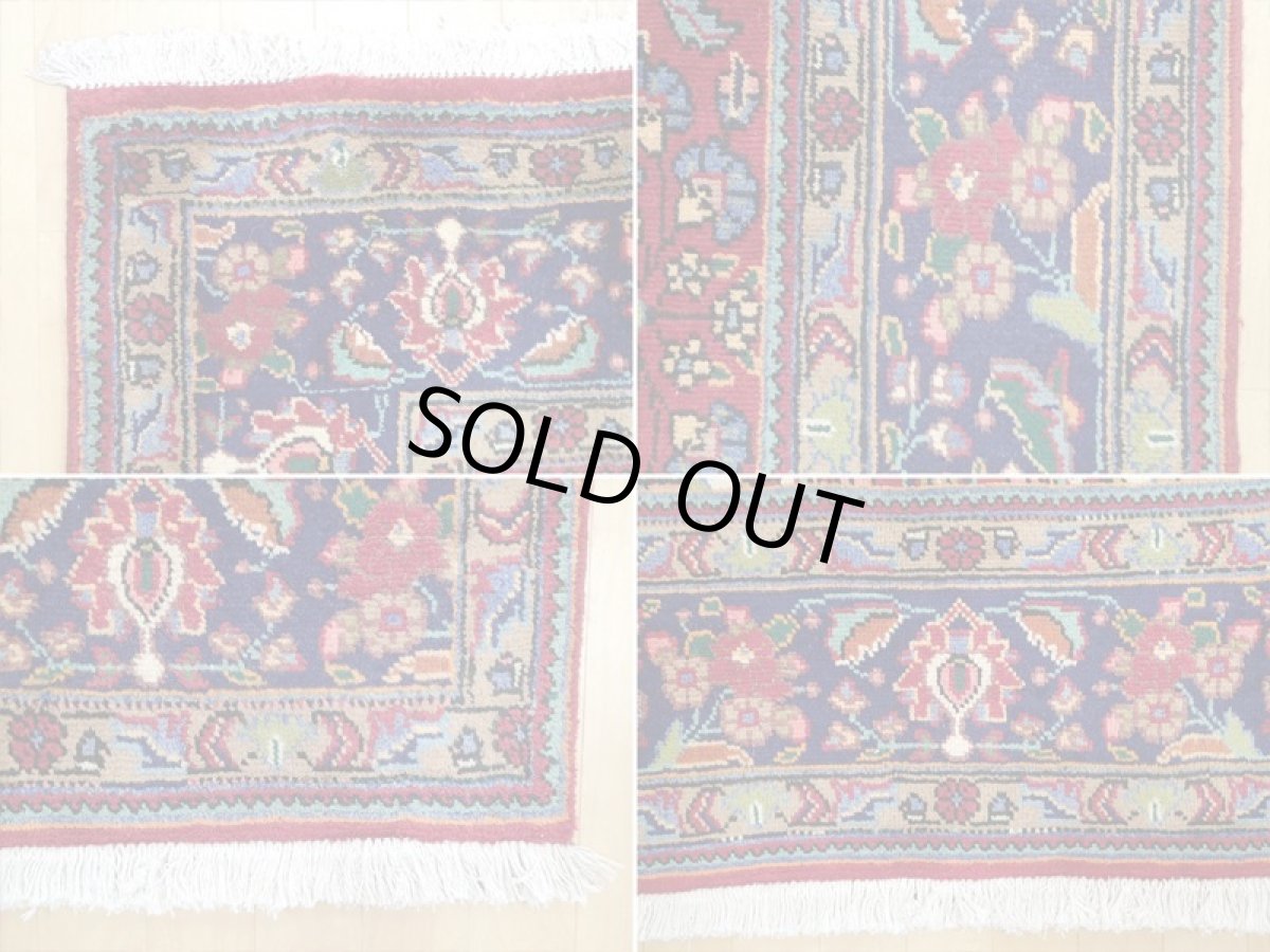 画像19: オールド ペルシャ 絨毯 タブリーズ 3m リビング ダイニング 大判 サイズ  305 x 202cm P104 手織り トライバル ラグ 天然 ウール 敷物 マット カーペット 紺 赤 メダリオン 草木 花 柄 ヴィンテージ ビンテージ OLD (19)