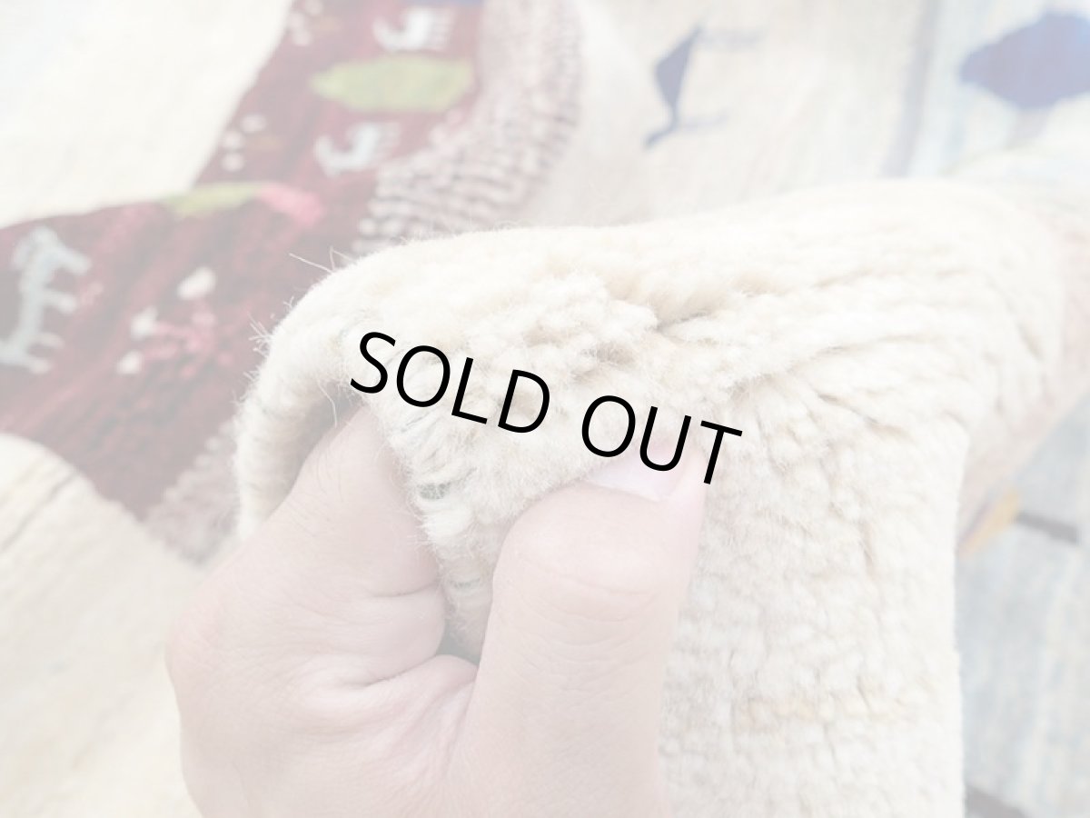 画像14: 新品 ペルシャ ギャッベ 2m リビング ダイニング サイズ 205 x 160 cm n203 ハンドメイド ギャベ 手織り トライバル ラグ 天然 ウール 敷物 マット カーペット クリーム マルチカラー グラデーション (14)