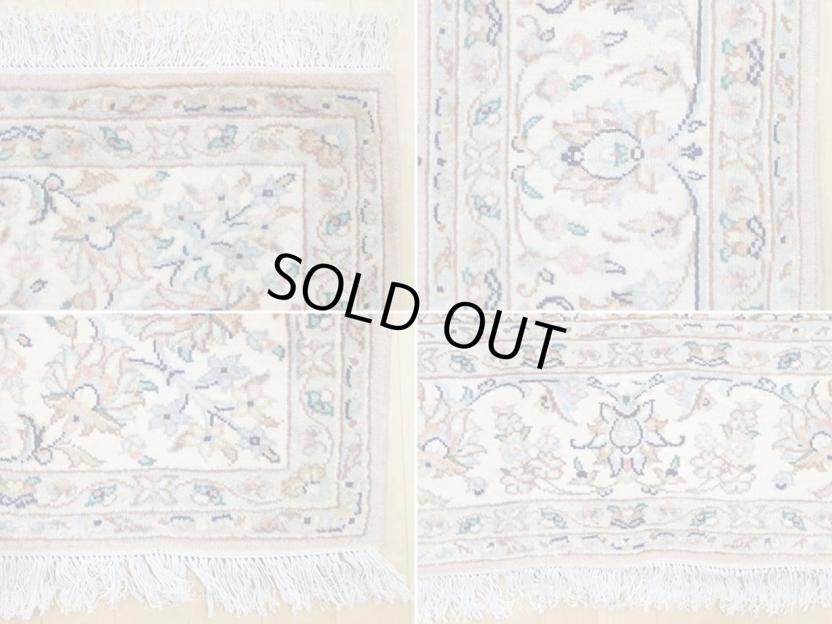 画像19: 美品 ペルシャ 絨毯 カシャーン 3m リビング ダイニング 大判 サイズ 297 x 198 cm n235 手織り トライバル ラグ 天然 ウール 敷物 マット カーペット ピンク メダリオン 草木 花 柄 ヴィンテージ ビンテージ (19)