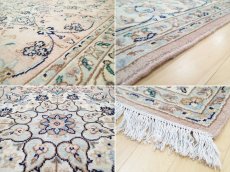 画像18: 美品 ペルシャ 絨毯 カシャーン 3m リビング ダイニング 大判 サイズ 297 x 198 cm n235 手織り トライバル ラグ 天然 ウール 敷物 マット カーペット ピンク メダリオン 草木 花 柄 ヴィンテージ ビンテージ (18)