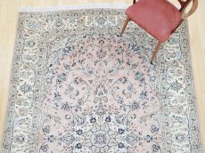 画像8: 美品 ペルシャ 絨毯 カシャーン 3m リビング ダイニング 大判 サイズ 297 x 198 cm n235 手織り トライバル ラグ 天然 ウール 敷物 マット カーペット ピンク メダリオン 草木 花 柄 ヴィンテージ ビンテージ (8)