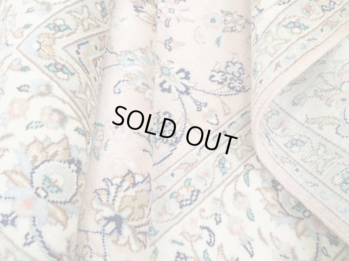 画像14: 美品 ペルシャ 絨毯 カシャーン 3m リビング ダイニング 大判 サイズ 297 x 198 cm n235 手織り トライバル ラグ 天然 ウール 敷物 マット カーペット ピンク メダリオン 草木 花 柄 ヴィンテージ ビンテージ (14)