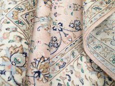 画像14: 美品 ペルシャ 絨毯 カシャーン 3m リビング ダイニング 大判 サイズ 297 x 198 cm n235 手織り トライバル ラグ 天然 ウール 敷物 マット カーペット ピンク メダリオン 草木 花 柄 ヴィンテージ ビンテージ (14)