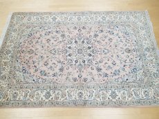 画像3: 美品 ペルシャ 絨毯 カシャーン 3m リビング ダイニング 大判 サイズ 297 x 198 cm n235 手織り トライバル ラグ 天然 ウール 敷物 マット カーペット ピンク メダリオン 草木 花 柄 ヴィンテージ ビンテージ (3)