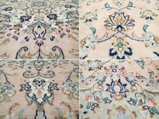 画像16: 美品 ペルシャ 絨毯 カシャーン 3m リビング ダイニング 大判 サイズ 297 x 198 cm n235 手織り トライバル ラグ 天然 ウール 敷物 マット カーペット ピンク メダリオン 草木 花 柄 ヴィンテージ ビンテージ (16)