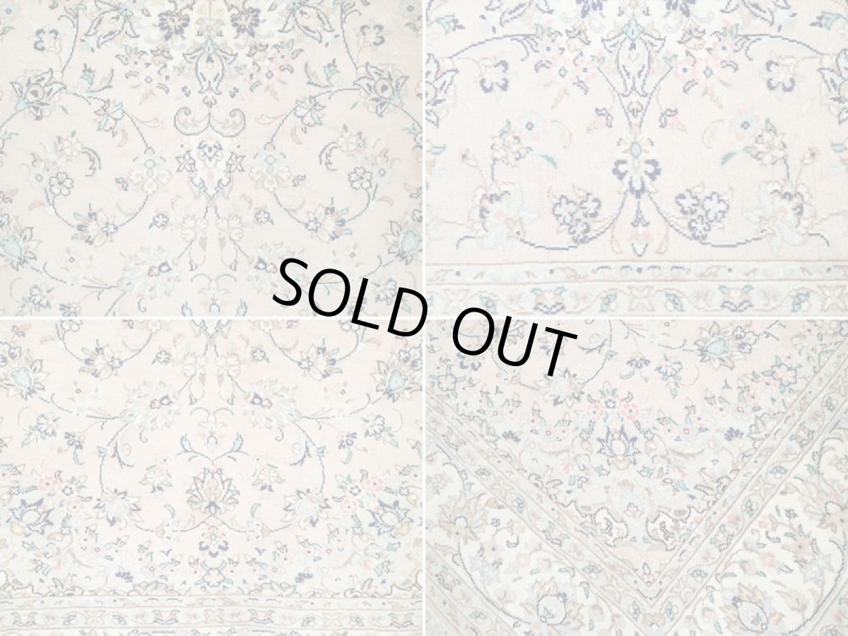 画像17: 美品 ペルシャ 絨毯 カシャーン 3m リビング ダイニング 大判 サイズ 297 x 198 cm n235 手織り トライバル ラグ 天然 ウール 敷物 マット カーペット ピンク メダリオン 草木 花 柄 ヴィンテージ ビンテージ (17)