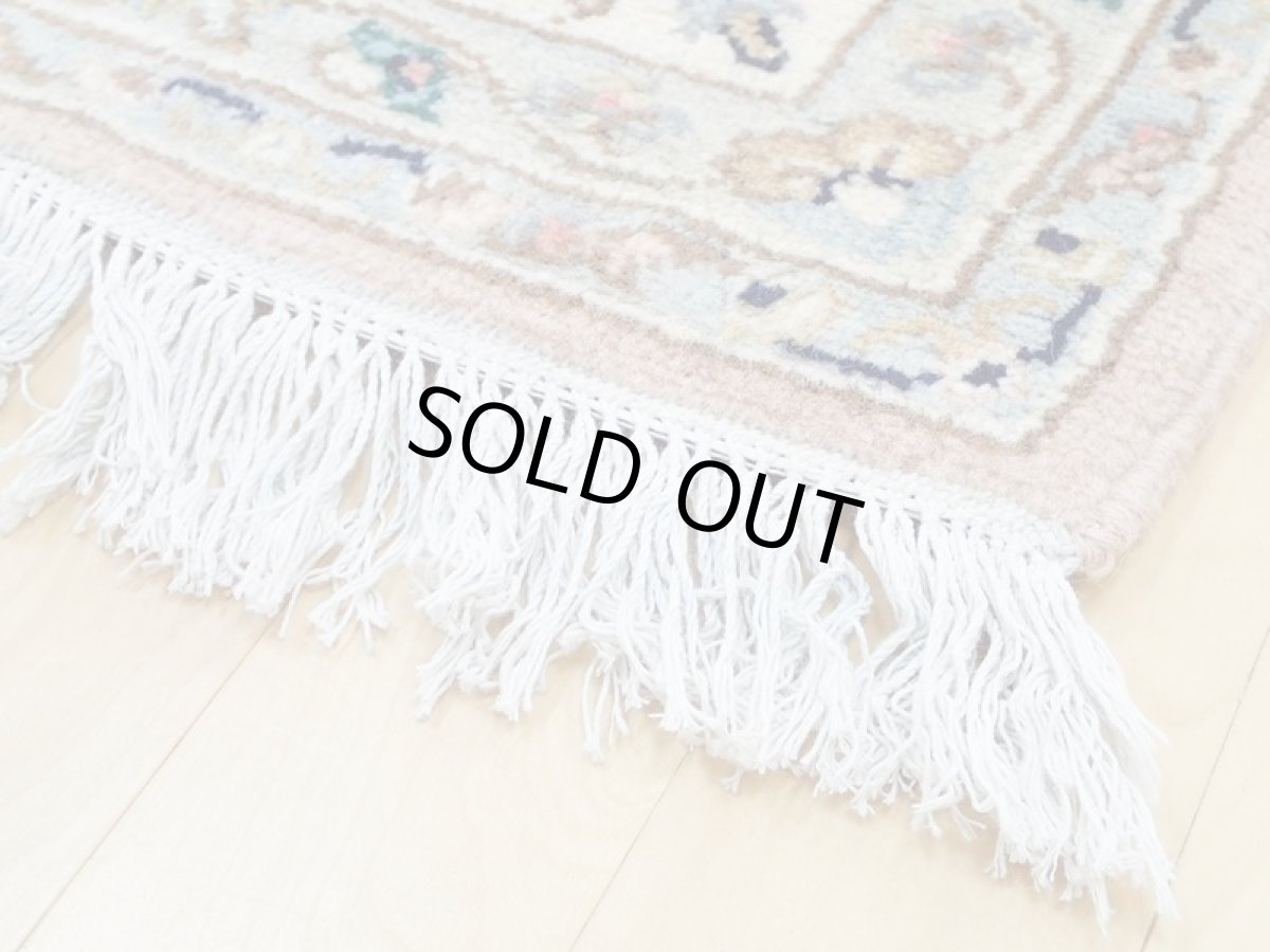 画像13: 美品 ペルシャ 絨毯 カシャーン 3m リビング ダイニング 大判 サイズ 297 x 198 cm n235 手織り トライバル ラグ 天然 ウール 敷物 マット カーペット ピンク メダリオン 草木 花 柄 ヴィンテージ ビンテージ (13)